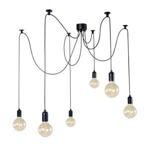 TOSEL Lustre 6 lumi&egrave;res - luminaire int&eacute;rieur -   - Style industriel - H180cm L80cm P80cm