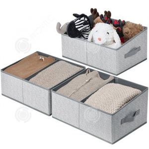 INN Boîte de rangement 3 PCS 50x28x16cm rangement vetement sac de rangement boîte de rangement pliable tissu sans couvercle coton