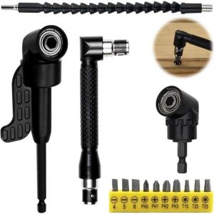 14 Pi&egrave;ces Renvoi dAngle Visseuse Kit105&deg; Tournevis Flexible Rallonge Perceuse Visseuse Flexible pour Perceuse 1/4 Embouts Vis