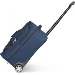 Sac de Voyage Trolley Bleu - Sac &agrave; roulettes canne t&eacute;lescopique compartiment spacieux poche zipp&eacute;e id&eacute;al week-end