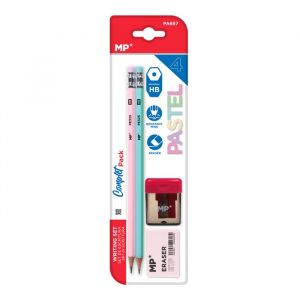 Crayon à papier - Pastel - Lot de 2 - Embout gomme - Taille-crayon - Gomme