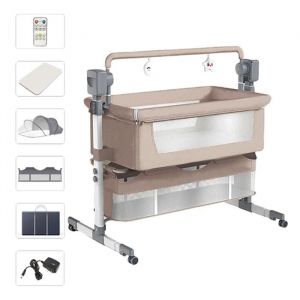 Électrique lit parapluie bebe - Magic ZC - Support pliant en alliage daluminium Charge maximale 80 kg Berceau cododo - Beige
