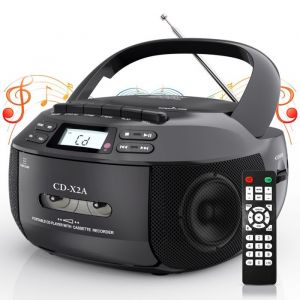 Lecteur CD Bluetooth 5.1 qualit&eacute; sonore HD lecture et enregistrement de cassettes AM/FM USB/AUX multi-sc&egrave;nes noir