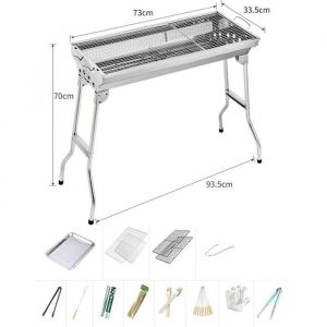Barbecue Pliant PortableBarbecue à Charbon BBQ de Table en Acier Inoxydable pour Barbecue de Jardin