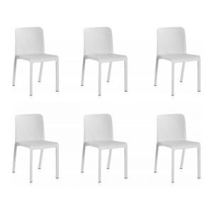 6 chaises de table-salle à manger - cuisine - interieur-exterieur en résine blanc - Longueur 48 x Profondeur 53 x Hauteur 80 cm
