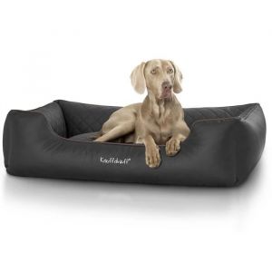 Knuffelwuff Milan Panier Lit Coussin Corbeille pour chien cuir surpiqué matelassé noir XL 105 x 75cm