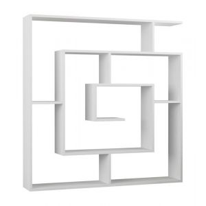 Etagère murale bibliothèque en bois coloris blanc - longueur 125 x profondeur 22 x hauteur 129 cm