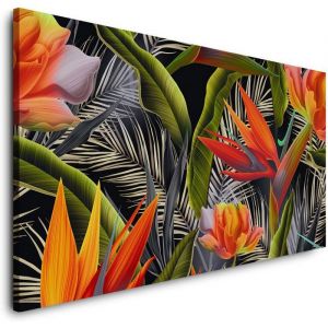 TOILE TABLEAU-120x80 cm-PLANTES DE LA JUNGLE-(PP2340)-CANVAS-Lin-Photo-Art Beaux-Tropicale Fleurs Arbres For&ecirc;t Jardin