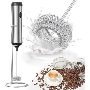 Mousseur &agrave; Lait &Eacute;lectrique - Rechargeable USB et Mini Batteur - Acier Inoxydable - Facile &agrave; Nettoyer