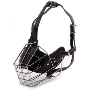 Museli&egrave;re en m&eacute;tal super museli&egrave;re en cuir pour grands chiens morsure et sentiment de s&eacute;curit&eacute; pour la plupart des chiens-M Label