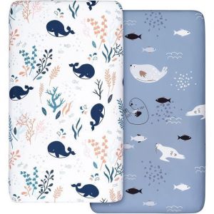 Lot de 2 draps - Drap housse bebe - Protège matelas bébé - 60x120cm - sadaptent à toutes les formes de matelas de berceau ovale