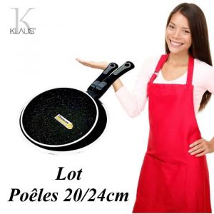 Poêles - Klaus - Lot 20/24cm - Antiadhésif - Pierre granité céramique triple épaisseur