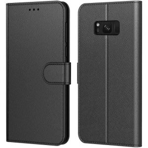 New&Teck Coque Samsung Galaxy S8 Pochette Etui Housse S8 Cuir à Clapet avec Fermeture Magnétique et Multifonctionnel Noir