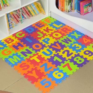 Sea&trade; Puzzle tapis mousse Deuba 36 pi&egrave;ces Tapis de jeu &eacute;ducatif alphabet & chiffres 15.5 x 15.5 x 9 cm