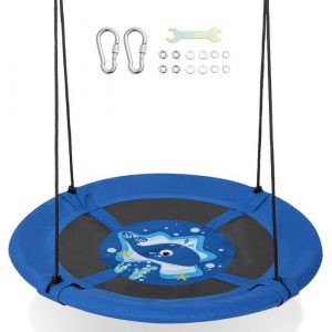 GOPLUS Balançoire Nid d’Oiseau Rond Ø102CM-Hauteur Réglable 140-180CM-Charge Maximale 150KG-pour Enfant 3-15 Ans-Dauphin