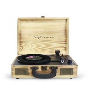 Platine Vinyle PRIXTON VC400 Tourne-disque Bluetooth/USB/SD Lecteur et Numérisation des vinyles 2 Haut-parleurs Couleur Bois