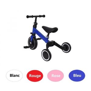 Willonin® Tricycle avec 3 Roues Bleu Draisienne Vélo avec Siège PU souple Pédale pliable et Guidon réglable pour enfant jeux