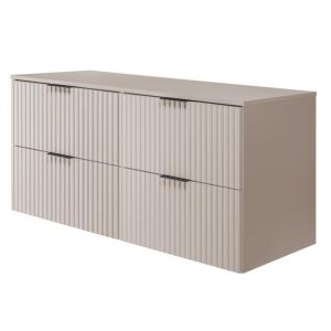 RODAN Meuble pour Vasque à Poser 120 cm - avec plan de travail - FLOW façade rainurée - cachemire - 120 x 57 x 46 cm