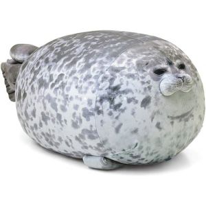 Coussin de phoque de 60 cm en peluche jouet mignon et confortable parfait pour câlins et décoration intérieure gris