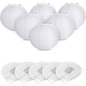 12pcs Lanterne en papier abat-jour Lampion en forme de boule blanche forme de balle（Blanc）