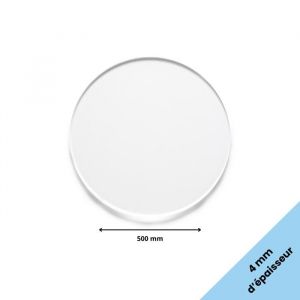 Rond verre acrylique transparent 4 mm - Diamètre 50 cm (500 mm) - Disque verre synthétique - Plaque PMMA XT - Plexiglass