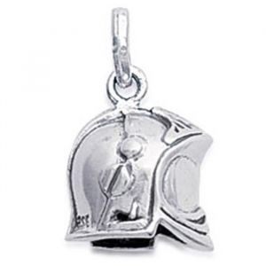 Pendentif Casque de Pompier 3D en Argent 925