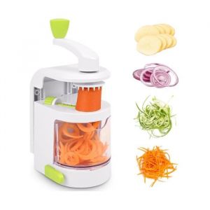 Spiraliseur de Légumes 4 en 1 Spaghettis de Légumes Manuelle avec Récipient de Collecte sans BPA Coupe Legumes