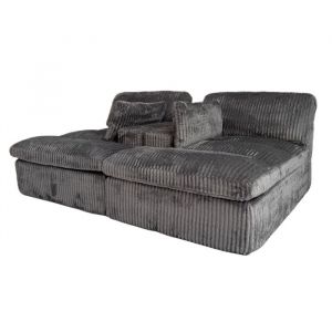 Canapé convertible 2-en-1 Canapé-lit 2 places Gris en tissu côtelé Sans montage convertible en fauteuil convertible en méridienne