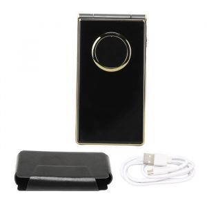 Tbest Téléphone mobile à clapet débloqué 3G pour senior - écran 28 pouces - gros boutons - Or
