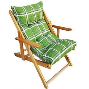 Fauteuil Chaise Longue Relax inclinable 3 Positions en Bois Pliant - Marque - Modèle - Couleur Vert - Pliant Oui
