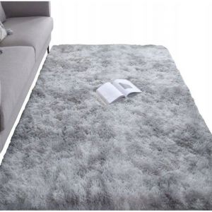 Tapis Salon Shaggy 150x100 cm - Descente de lit Tapis Poils Longs (Gris clair) Tapis Doux pour Salon Chambre Canap&eacute;