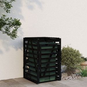 Cache Poubelle/ Abri pour poubelle sur roulettes - VIDAXL - noir bois massif de pin CC3356997