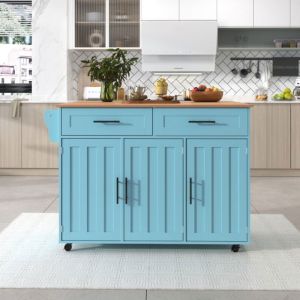 Buffet avec 3 portes et 2 tiroirs de rangementGrand chariot avec rouesarmoire avec plan de travail en