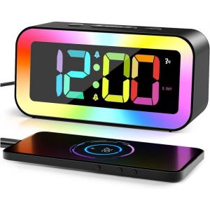 Eveil Lumière LED Radio Réveil Matin Lumineux Lampe de Chevet 20 Niveaux de Luminosité Simulateur dAube et Crépuscule 2 Réveils