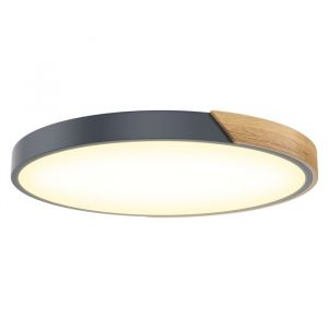 Aufun Plafonnier LED applique murale en bois 96W intensit&eacute; variable temp&eacute;rature de couleur 2800-6500Kgrisdiam&egrave;tre 60 cm