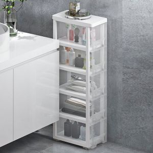 Sinbide® Tour de Rangement Plastique Meube Colonne- 5 Tiroirs- Caisson de Rangement-Bureau Salle de Bain Cuisine