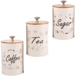 3Pcs Bidon Cuisine Boite a Sucre Gateaux Metal Pots en Métal Rustique Vintage Ferme Conteneur pour Farine Sucre Café Thé