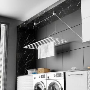 Étendoir De Plafond Eric 70X50CmSéchoir Vertical Repliable 2.5 MetreAvec Une Capacité De Séchage De 5.6 MetreRevêtement En Plas