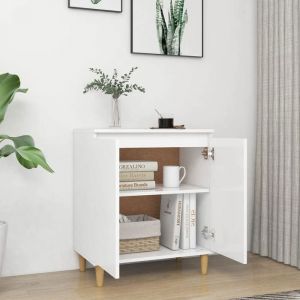 Commode/Buffet contemporain avec pieds en bois massif blanc bois dingénierie LL0000095413