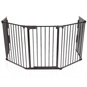 Barri&egrave;re de s&eacute;curit&eacute; enfant b&eacute;b&eacute; animaux - Portable et Pliable - Noir - M&eacute;tal - Pare-feu - R&eacute;glable