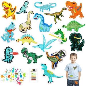 27 pcs Patch Thermocollant avec Dinosaure Ecusson Thermocollant Enfant Ecusson &agrave; Coudre Renfort Genoux Enfant Patch Thermocollant V&ecirc;
