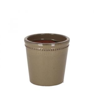 Pot de fleur rond - ESSCHERTS GARDEN - Taupe - D 15 cm - H 15 cm - Terre cuite verni