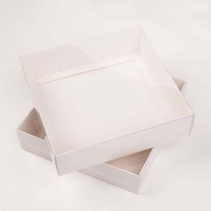 20x20x3 cm boîte-cadeau 25 pièces boîte-cadeau multifonctionnelle en carton Blanc vide petite avec couvercle en acétate