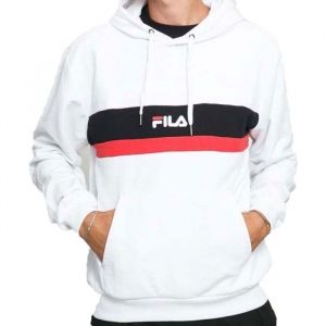 Sweat à Capuche - FILA - Radomir Hoody - Blanc Noir Rouge - Manches Longues - Col Capuche