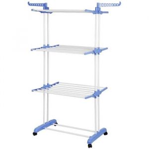 Etendoir &agrave; Linge Pliant &Eacute;tendage &agrave; Linge S&eacute;choir &agrave; Roulettes en Acier Inox Grand Capacit&eacute;