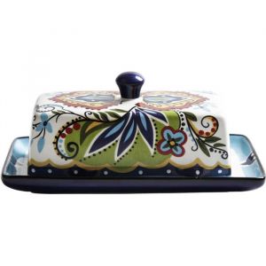 Beurrier en céramique avec couvercle - beurrier - assiette à gâteau - assiette à beurre - boîte à fromage - récipient de