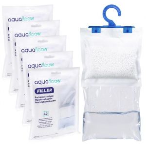Absorbeur dhumidit&eacute; pour armoires avec cintre - AquaFloow - Lot de 5 - inodore-  D&eacute;shumidificateur suspendu pour placard
