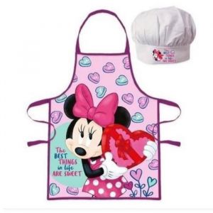 Tablier de cuisine enfant - Disney - Minnie - Ensemble 2 pi&egrave;ces - Polyester - 3 &agrave; 8 ans