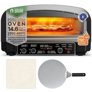 TurboTronic PO14 - Four &agrave; pizza &eacute;lectrique - 6 programmes - Temp&eacute;rature max 400&deg;C - Pizza jusqu&rsquo;&agrave; 37 cm - Chaleur haut/bas