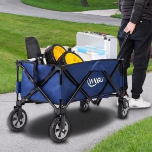 Chariot pliant de camping - ALIGHTUP - bleu - 4 roues - 90*48cm